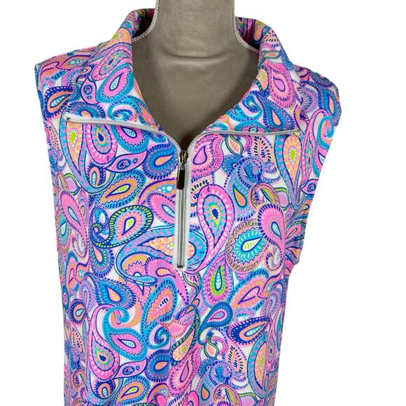 Lulu B Dress 1/4 Zip Dress Womens 1X Bright Paisley Resort Beach Cruise Colorful - Picture 4 of 8